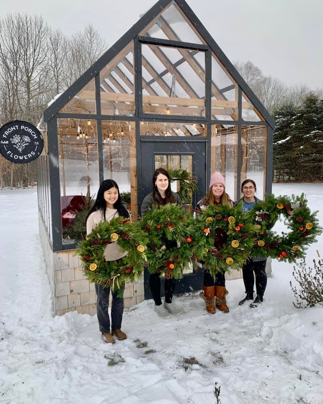 Wreath making workshop at Front Porch Flowers